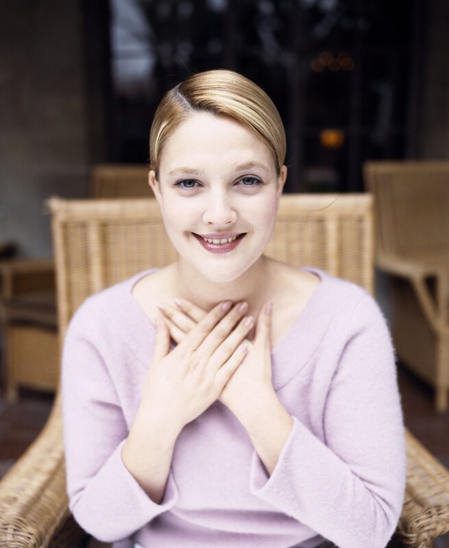 woman in purple sweater