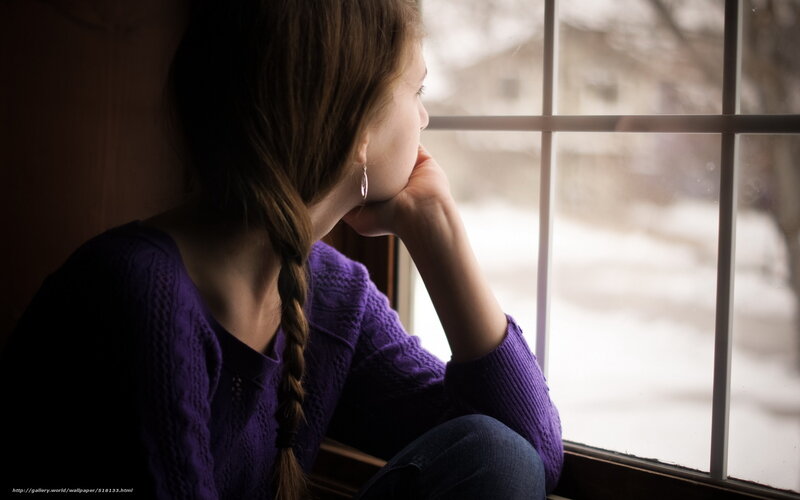 Woman in Purple Sweater — Contemplative