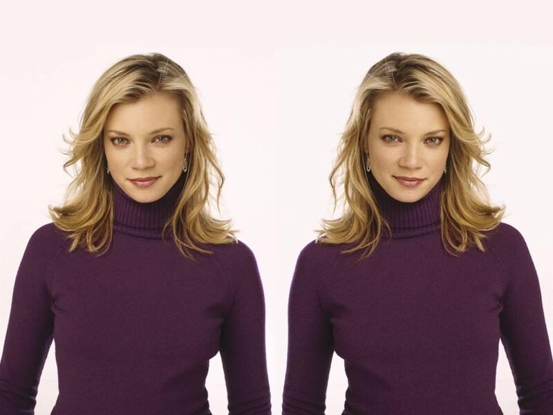 Woman in Purple Sweater — Neutral, Photograph