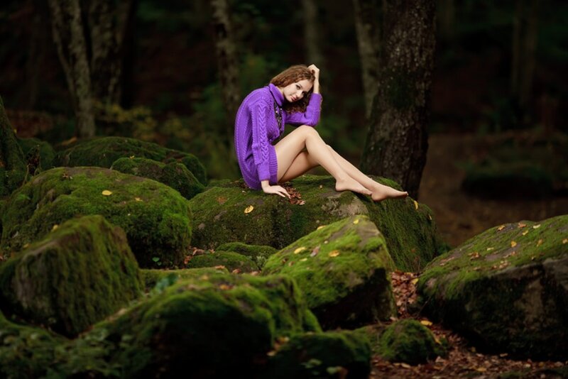 Woman in Purple Sweater — Serene
