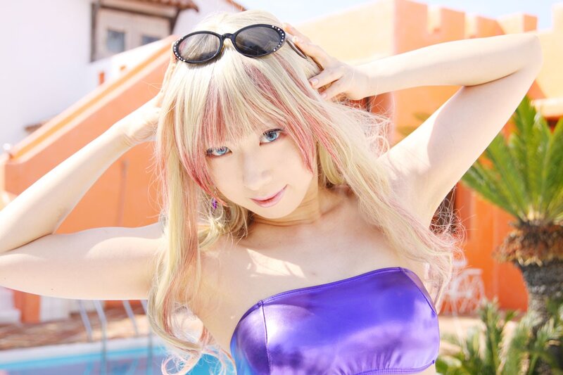 woman in purple swimsuit