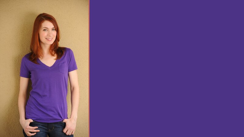 woman in purple t-shirt