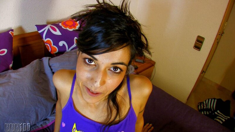 Woman in Purple Tank Top — Neutral, Photograph, Bed