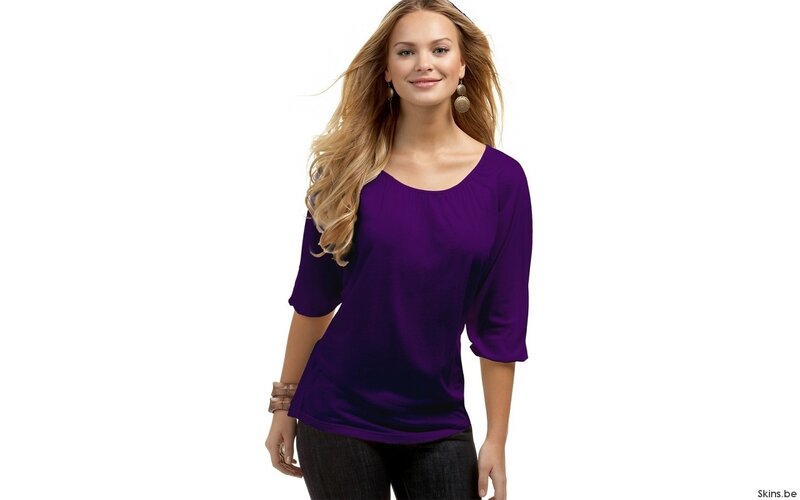woman in purple top