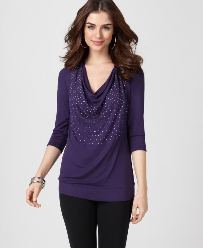 woman in purple top