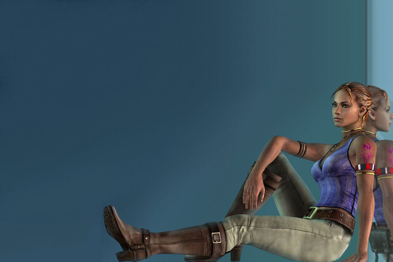 Woman in Purple Top — Blue, Calm