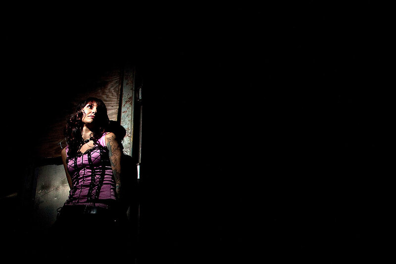 Woman in Purple Top — Dramatic, Night