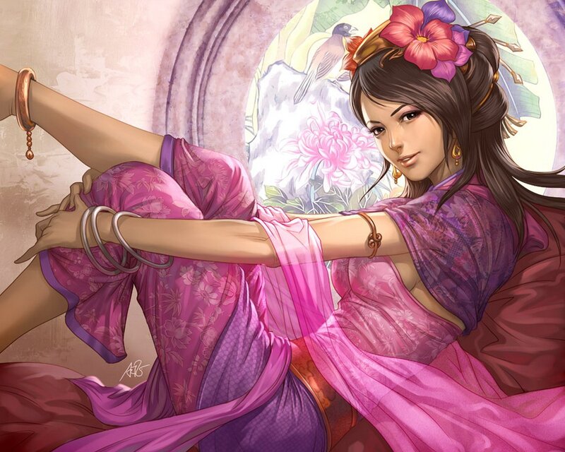 woman in purple traditional dress