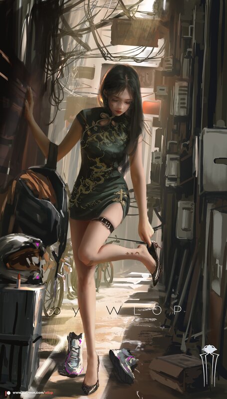Woman in Qipao Dress — Green