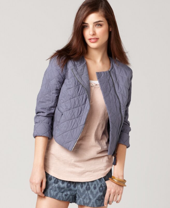 woman in quilted jacket