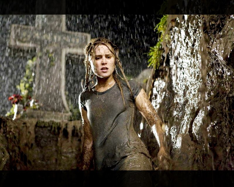 woman in rain and mud