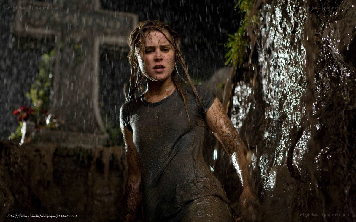 woman in rain and mud