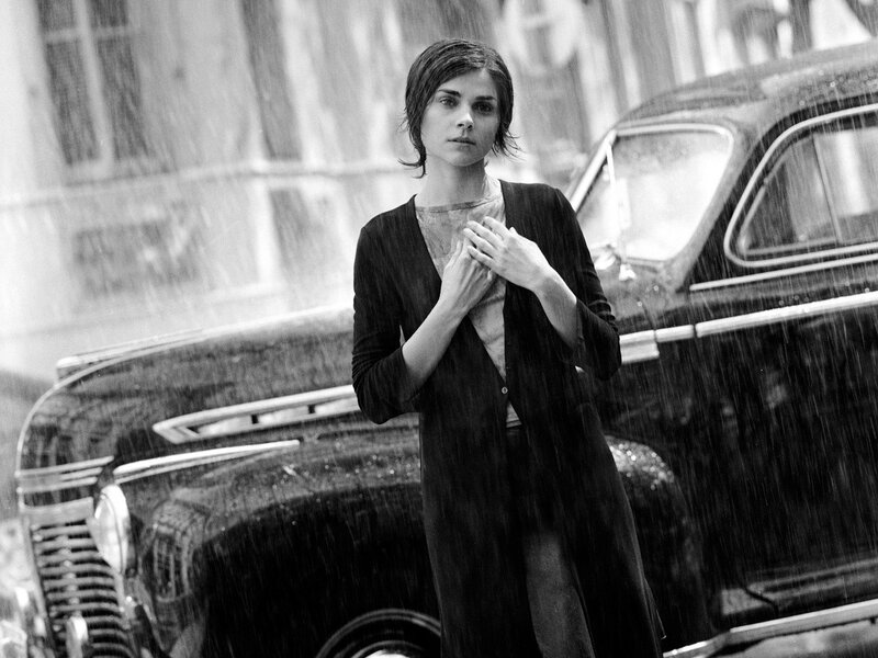 Woman in Rain — Black, Dramatic, Photograph, Car