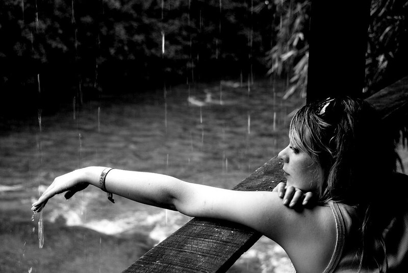 Woman in Rain — Black, Melancholic