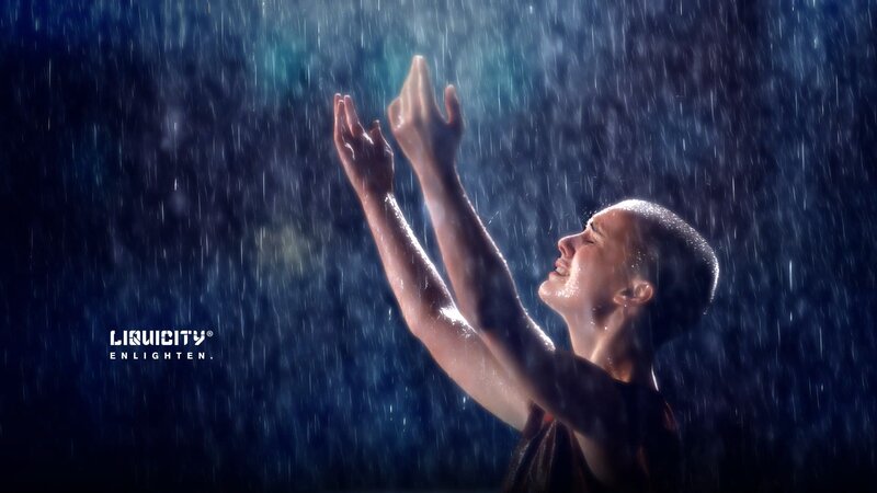 Woman in Rain — Blue, Dramatic, Night, Photograph, Hands