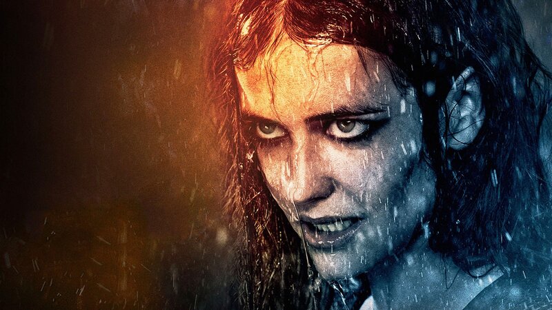 Woman in Rain — Blue, Dramatic, Photograph, Face