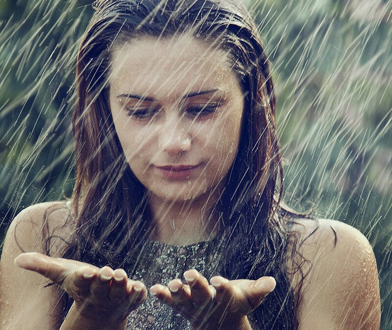 Woman in Rain — Brown, Calm