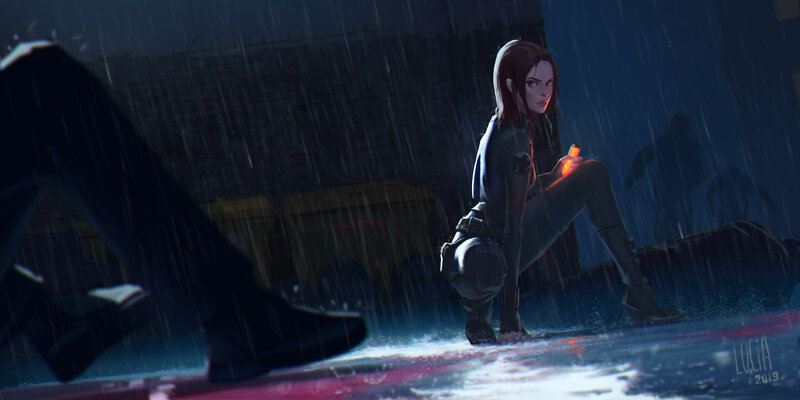Woman in Rain Holding Light
