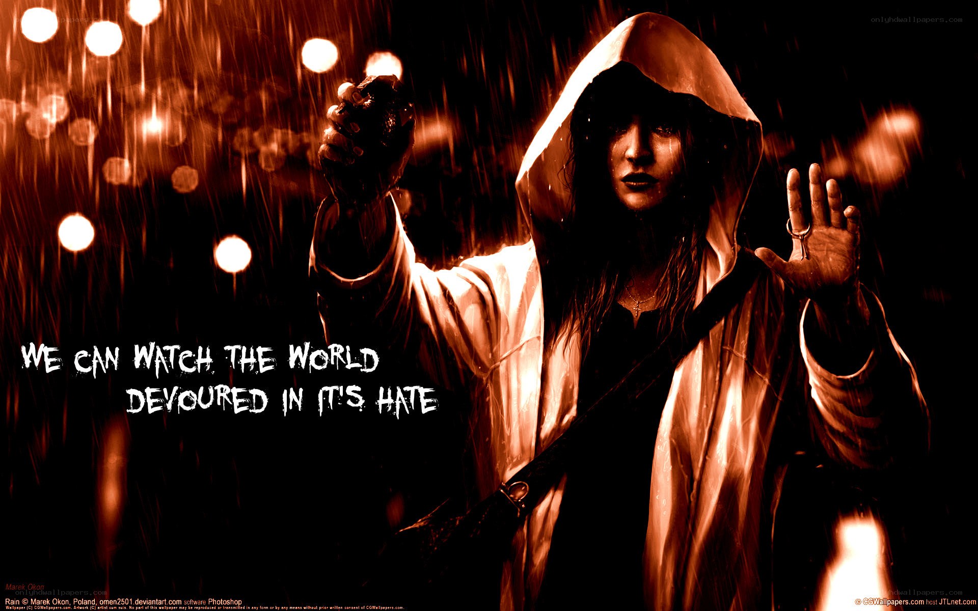 woman in rain with quote