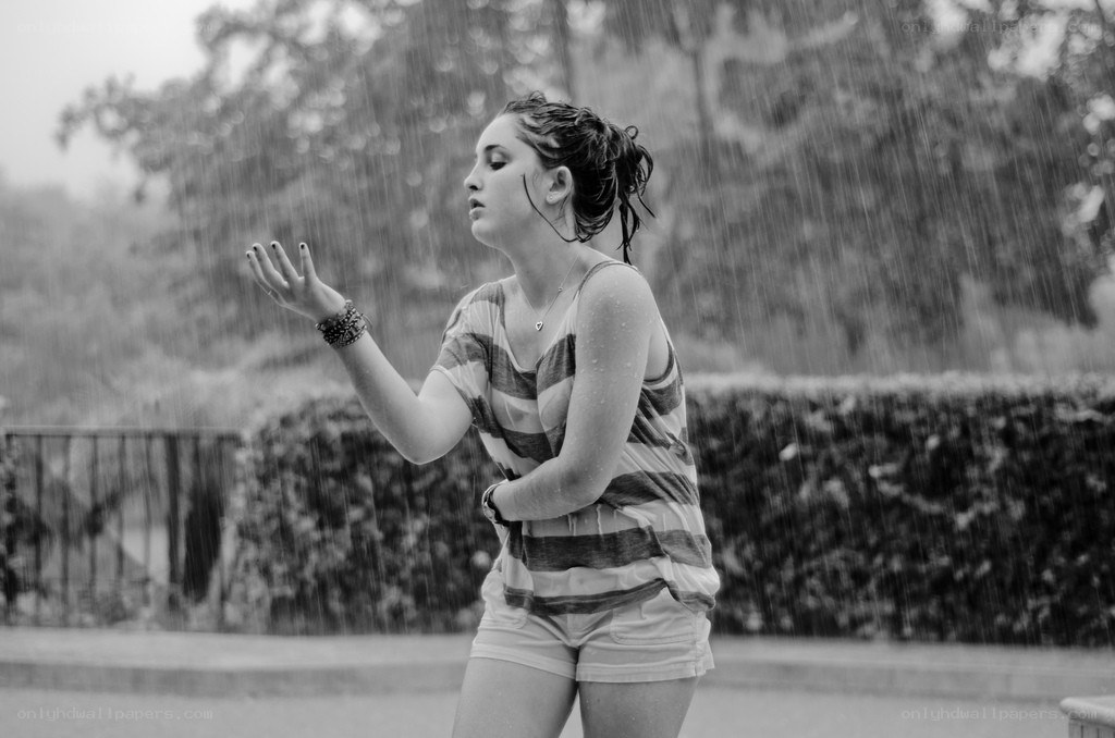 woman in rain