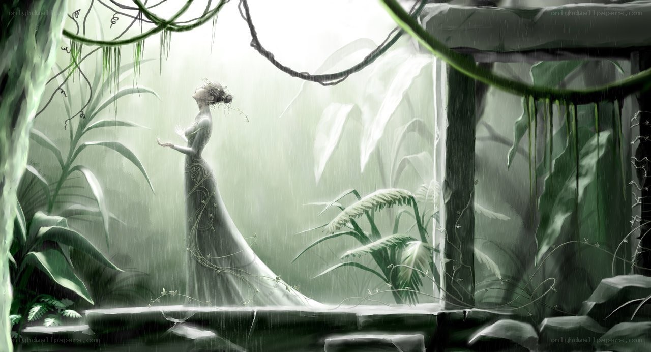 woman in rainforest