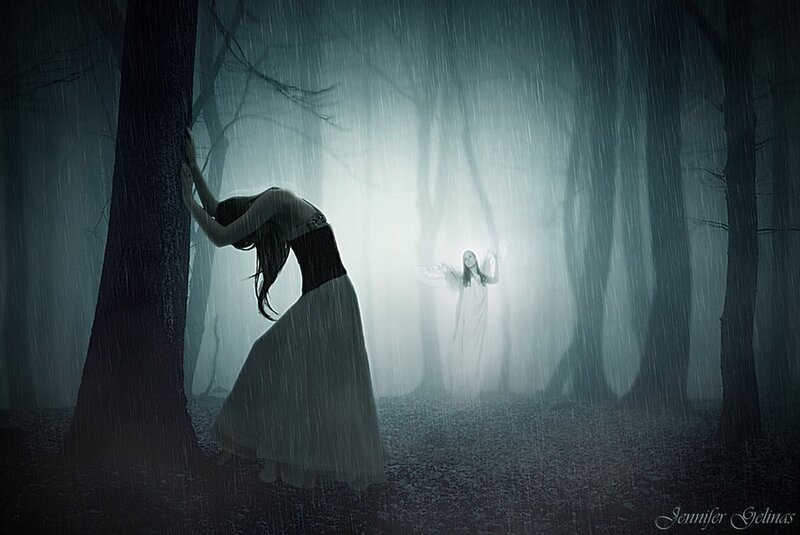 Woman in Rainforest — Gray