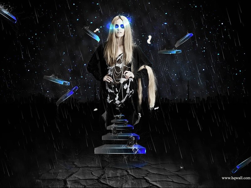Woman in Rainstorm — Black