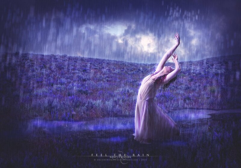 Woman in Rainstorm — Purple