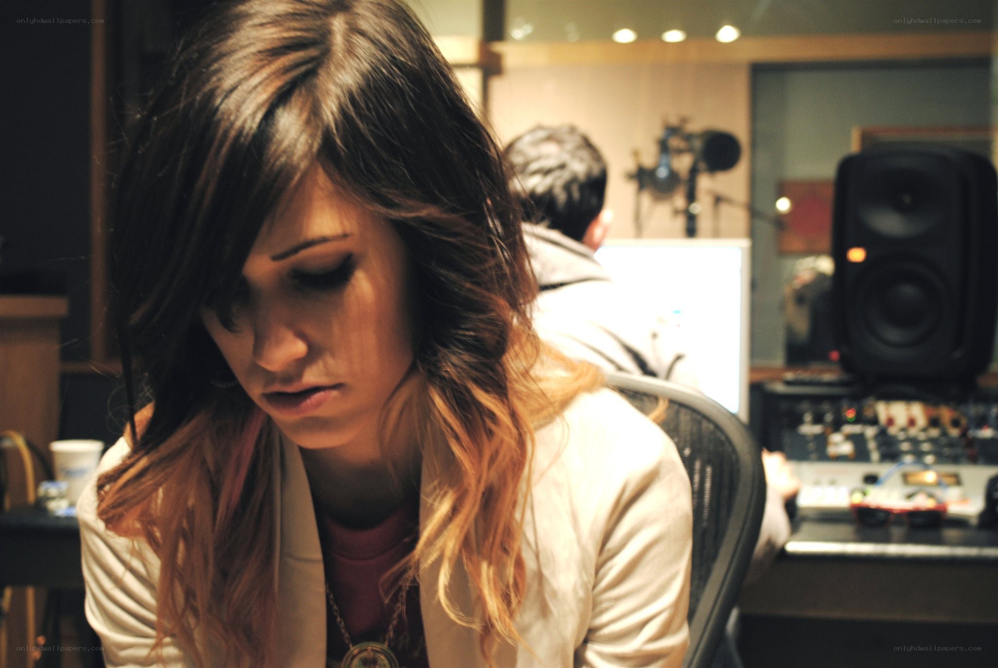 woman in recording studio