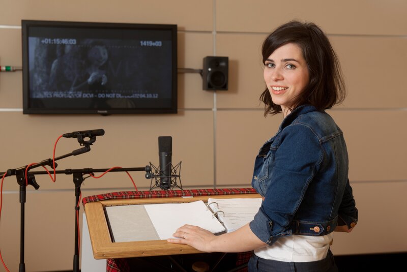 Woman in recording studio