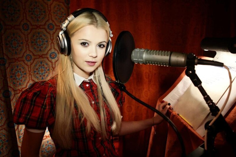 Woman in Recording Studio — Red