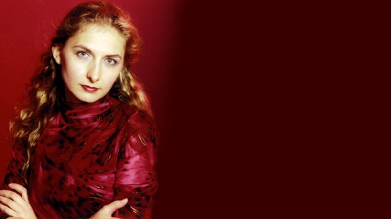 woman in red against red background