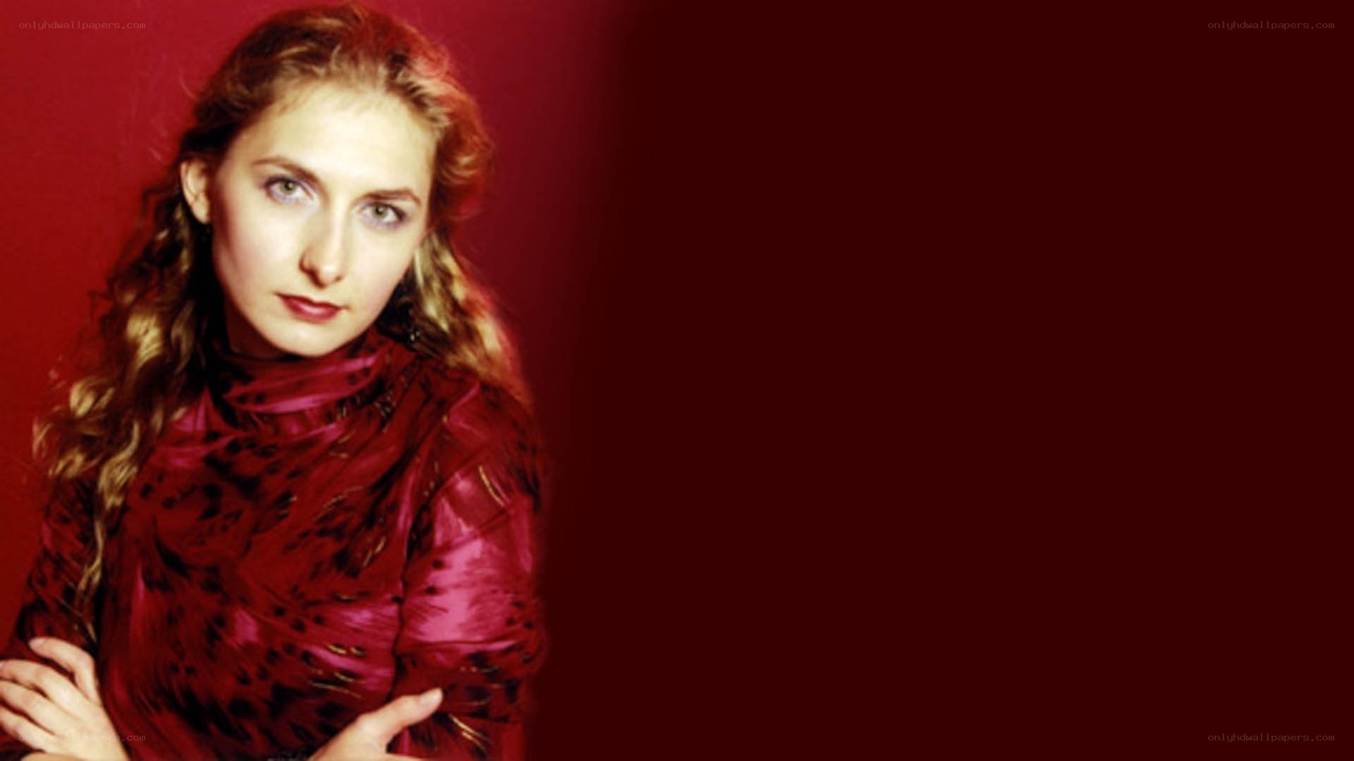 woman in red against red background