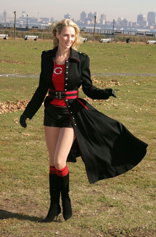 Woman in red and black costume