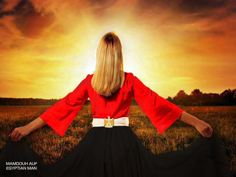 Woman in Red and Black Dress — Dramatic, Sunset