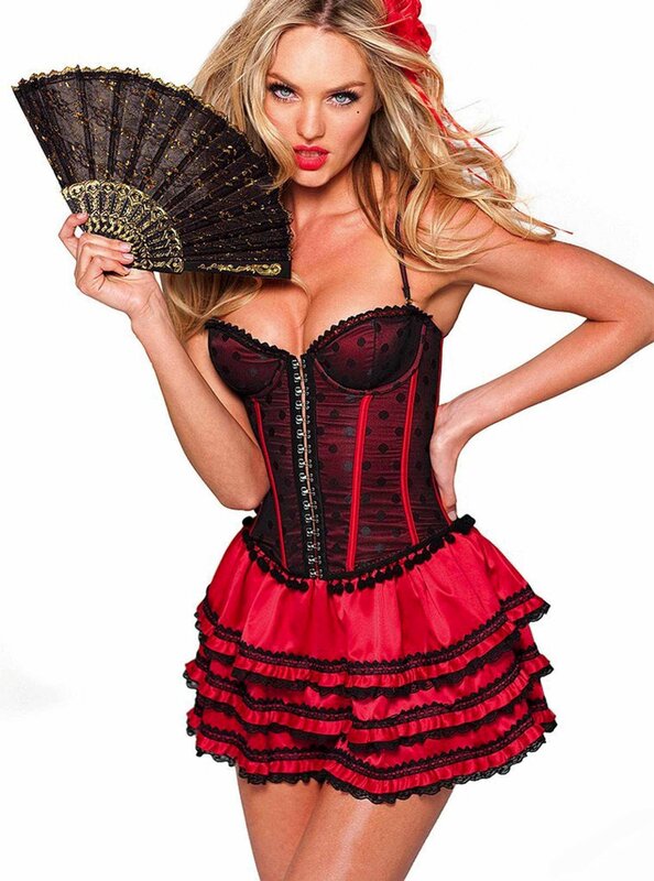 Woman in Red and Black Outfit — Dramatic, Photograph, Fan