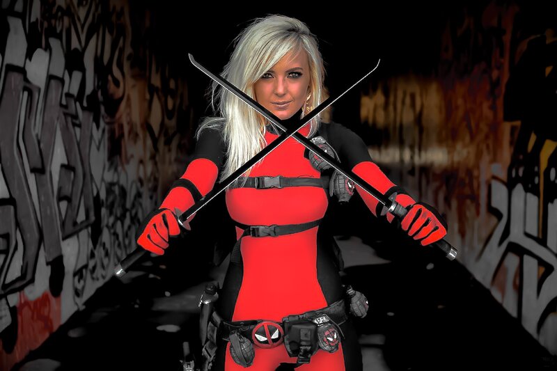 Woman in Red and Black Suit — Dramatic, Night