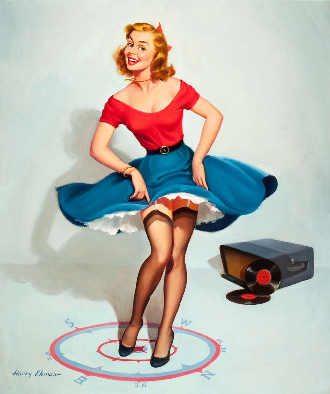Woman in Red and Blue Dress — Playful
