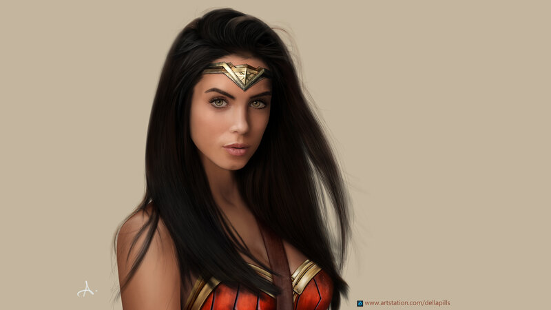 Woman in Red and Gold Armor — Brown