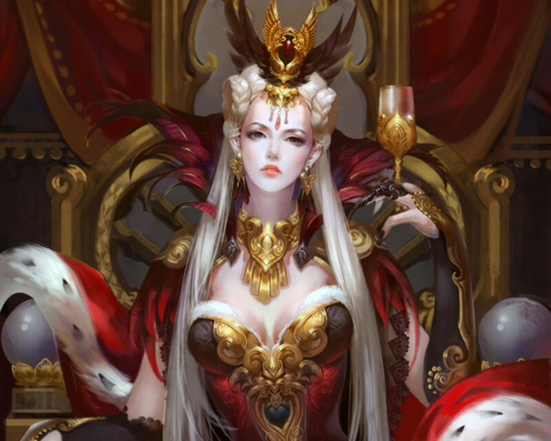 Woman in Red and Gold Armor