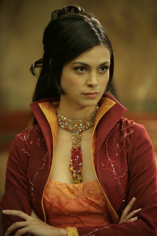 woman in red and gold attire