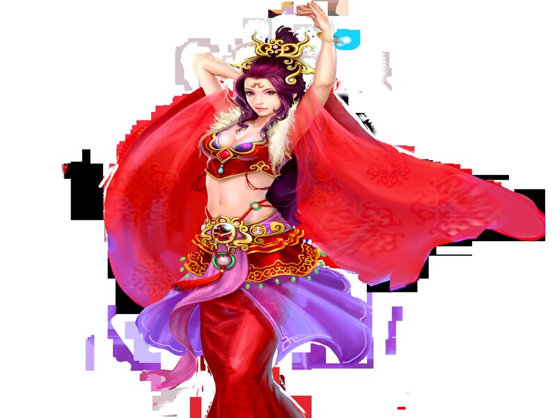 Woman in Red and Purple Costume — Dramatic