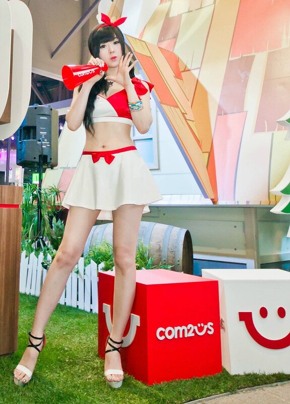 Woman in Red and White Outfit — Playful, Afternoon, Photograph