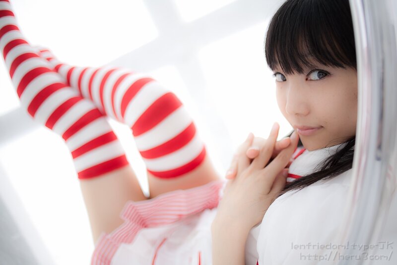 woman in red and white striped socks