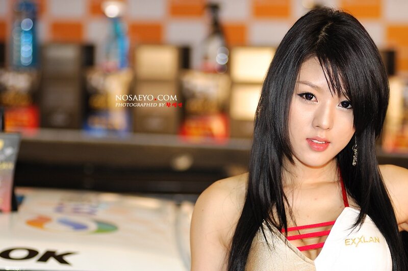 woman in red and white top