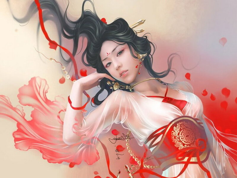 woman in red and white traditional dress