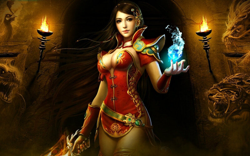 Woman in Red Armor — Dramatic, Night, Digital Art