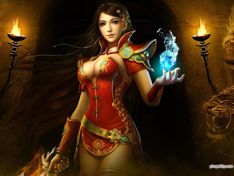 Woman in Red Armor — Dramatic, Night