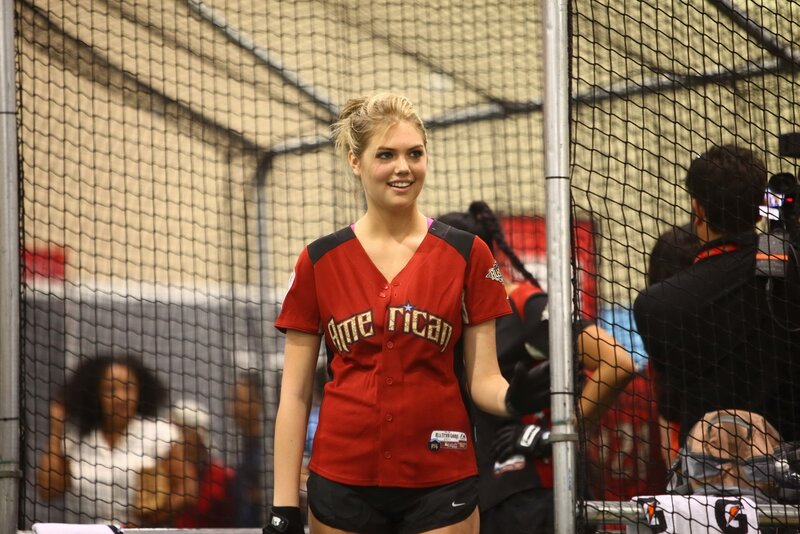 woman in red baseball jersey