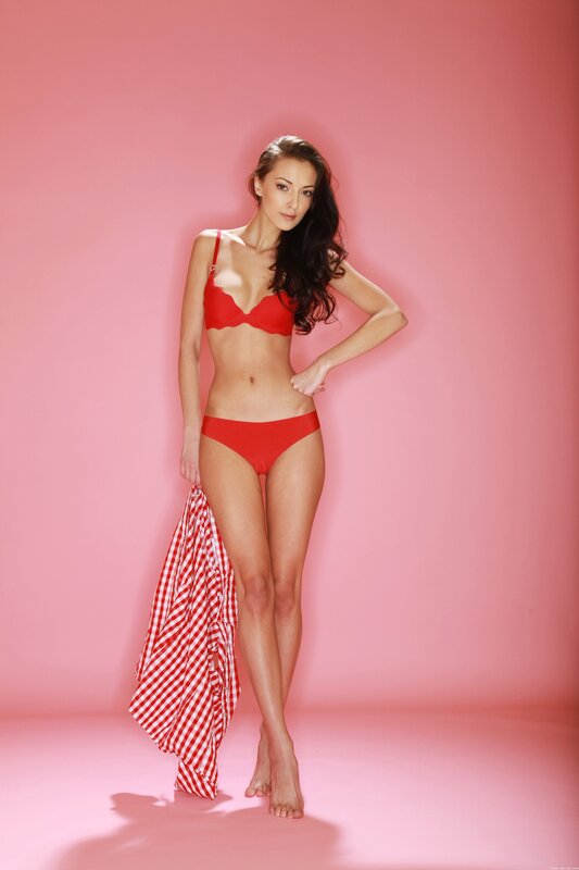 woman in red bikini
